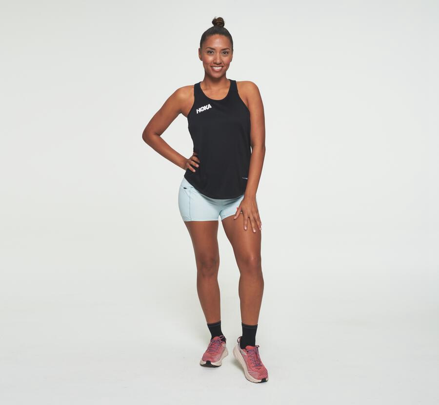 Tops Womens - Hoka One One Performance Tank - Black - NGFJIUR-96